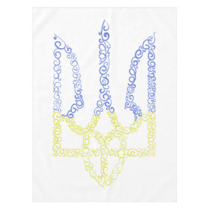 Ukraine coat of arms trident tryzub spiral pattern tablecloth