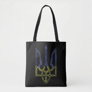 Ukraine coat of arms trident tryzub spiral pattern tote bag