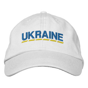 UKRAINE Coloured Blue and Yellow on White Embroidered Hat