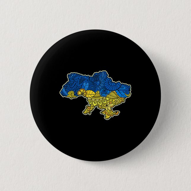 Ukraine Contour Map Gift National Flag  6 Cm Round Badge (Front)