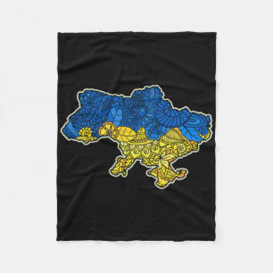 Ukraine Contour Map Gift National Flag Fleece Blanket