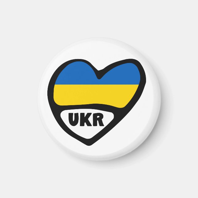 Ukraine Country Code Flag Heart, UKR Magnet (Front)