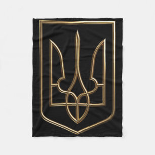 Ukraine Crest Gerfalcon Trident With Coat Of Arms  Fleece Blanket