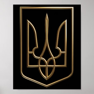Ukraine Crest Gerfalcon Trident With Coat Of Arms  Poster