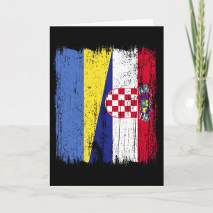 Ukraine Croatia Half Flag Proud Ukrainian Croatian Card