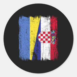 Ukraine Croatia Half Flag Proud Ukrainian Croatian Classic Round Sticker