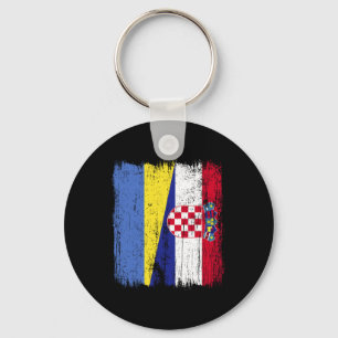 Ukraine Croatia Half Flag Proud Ukrainian Croatian Key Ring