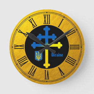 Ukraine Cross Symbol & Lorraine cross Round Clock