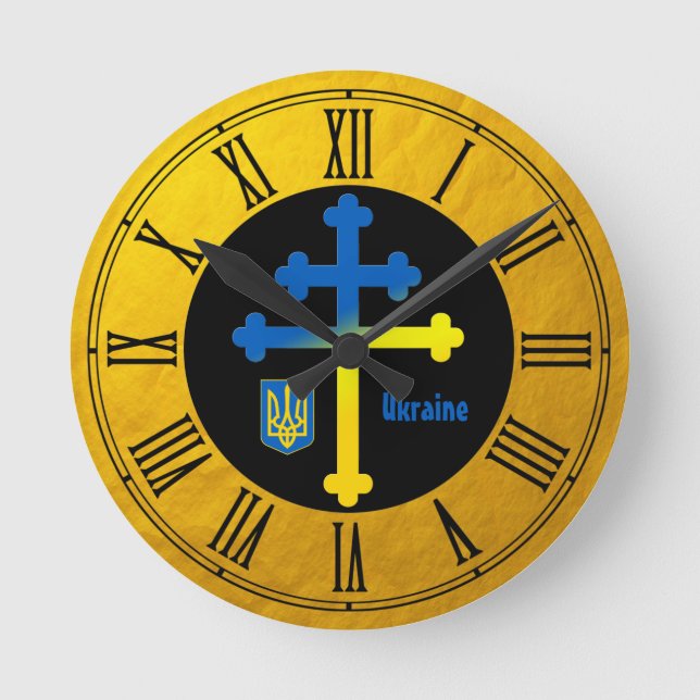 Ukraine Cross Symbol & Lorraine cross Round Clock (Front)