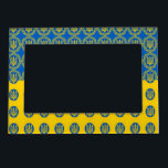 Ukraine custom photo & Ukraine flag picture Magnetic Frame<br><div class="desc">Photo Frame (magnetic): Custom Ukrainian pattern featuring Ukraine flag,  Tryzub emblem - "Ukraine Republic" fashion & love my country,  holiday photos,  family,  patriots / sports fans</div>