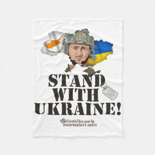 Ukraine Cyprus Flags Selenskyj Stand With Ukraine Fleece Blanket