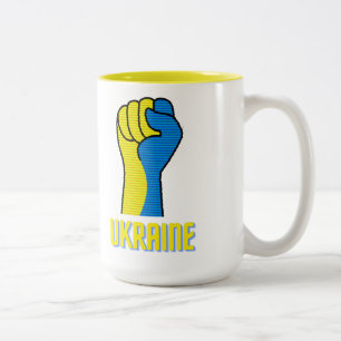 Ukraine Defiant Fist  Sign Two-Tone Coffee Mug