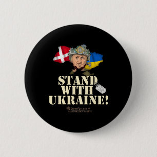 Ukraine Denmark Flags Slogan Stand With Ukraine 6 Cm Round Badge