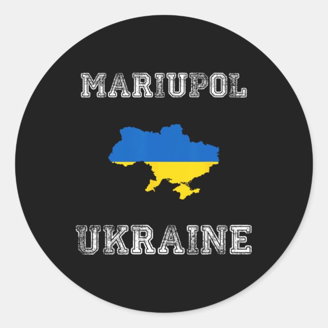 Ukraine Distressed Flag Mariupol Pride  Classic Round Sticker (Front)