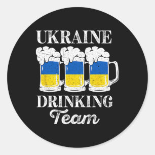 Ukraine Drinking Team Funny Ukrainian Party Beer F Classic Round Sticker