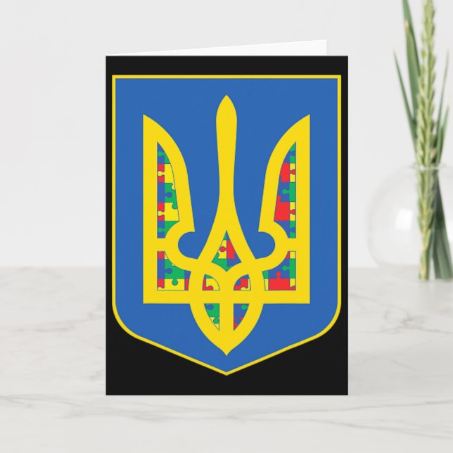 Ukraine Emblem Autism Awareness Day Asd  Card (Front)