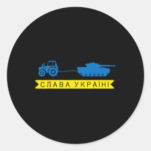 Ukraine Farmer Tractor Stealing A Russian Tank Mem Classic Round Sticker