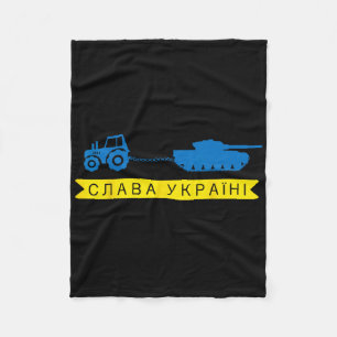 Ukraine Farmer Tractor Stealing A Russian Tank Mem Fleece Blanket