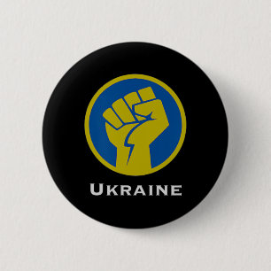 Ukraine Fighting Fist In Blue And Yellow Flag Colo 6 Cm Round Badge