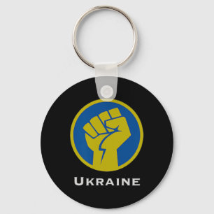 Ukraine Fighting Fist In Blue And Yellow Flag Colo Key Ring