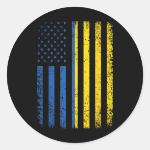 Ukraine Flag 4th Of July Usa Ukrainian Flag Women Classic Round Sticker