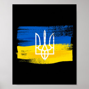 Ukraine Flag And Coat Of Arms Painted Ukrainian Pa Poster