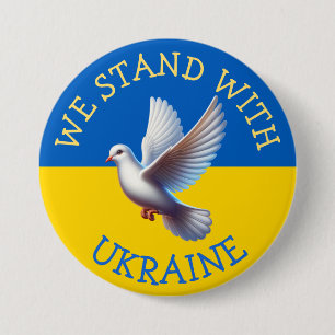 Ukraine Flag and Dove Support 7.5 Cm Round Badge