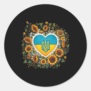 Ukraine Flag And Sunflowers Illustration 1 Classic Round Sticker