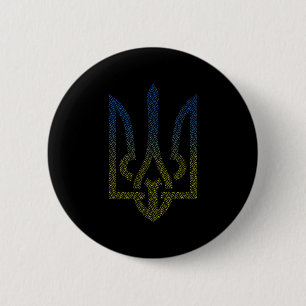 Ukraine Flag And Trident Ukrainian  6 Cm Round Badge