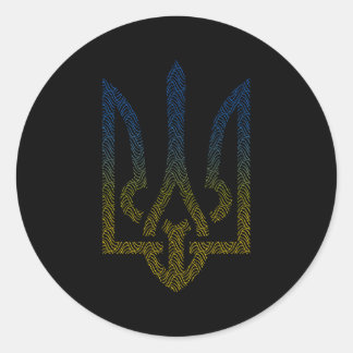 Ukraine Flag And Trident Ukrainian Classic Round Sticker