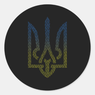 Ukraine Flag And Trident Ukrainian  Classic Round Sticker