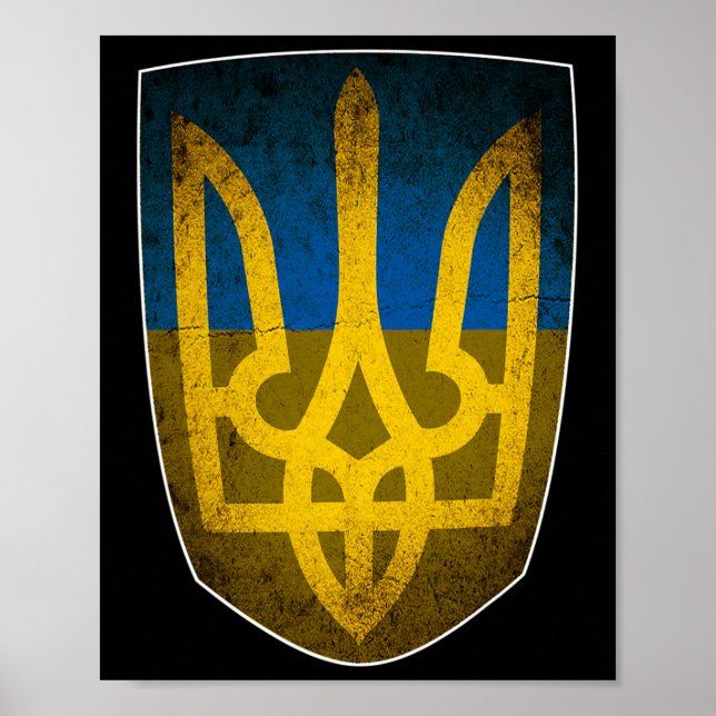 Ukraine Flag And Trident Ukrainian  Poster (Front)