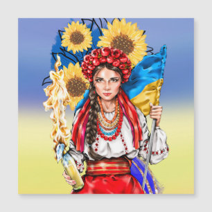 Ukraine Flag and Woman Support Car Magnet
