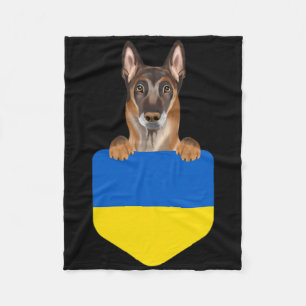 Ukraine Flag Belgian Malinoi Dog In Pocket Fleece Blanket