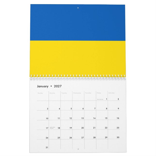 Ukraine flag blue and yellow patriotic modern calendar (Jan 2027)