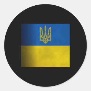 Ukraine Flag Blue And Yellow With Coat Of Arms Tri Classic Round Sticker