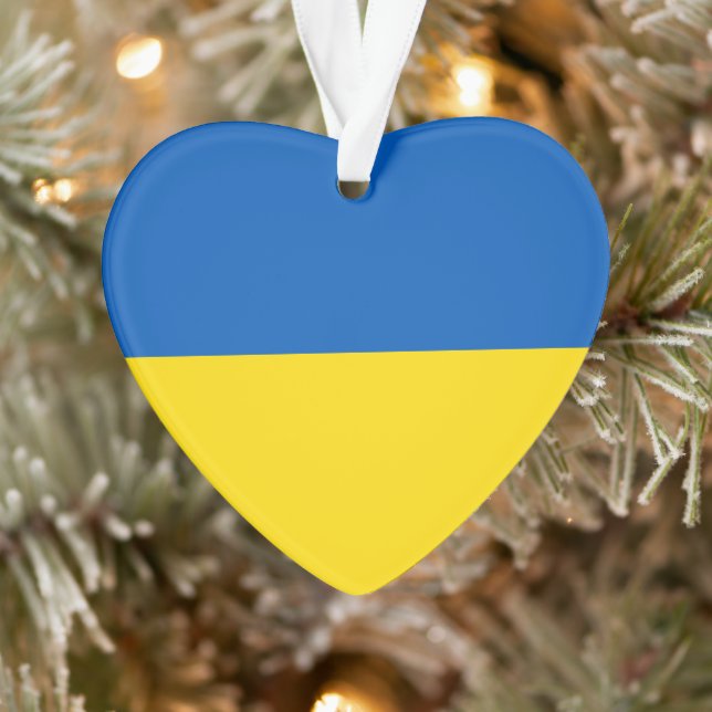 Ukraine flag blue yellow cute heart ornament (Tree)