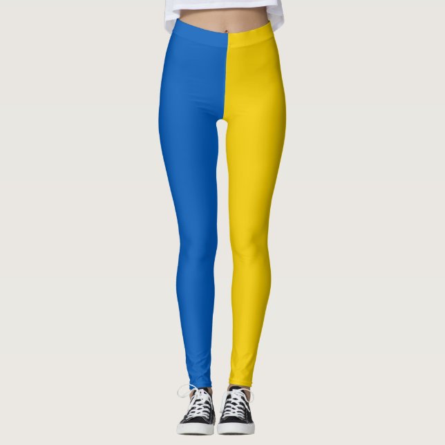 Ukraine Flag Blue Yellow Leggings (Front)