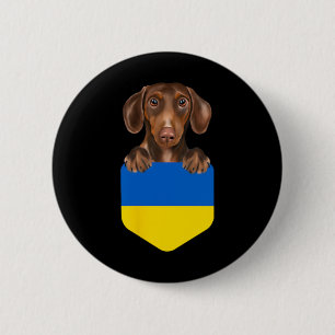 Ukraine Flag Brown Dachshund Dog In Pocket 6 Cm Round Badge
