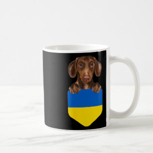 Ukraine Flag Brown Dachshund Dog In Pocket Coffee Mug