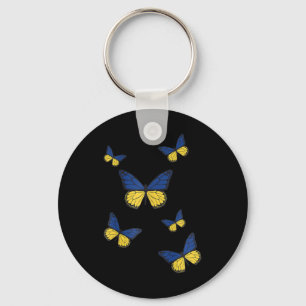 Ukraine Flag Butterfly Butterflies Flag Wings Flag Key Ring