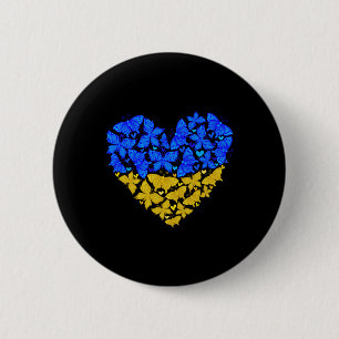 Ukraine Flag Butterfly Heart Vintage Ukrainian Lov 6 Cm Round Badge