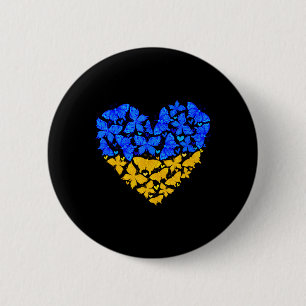 Ukraine Flag Butterfly Heart Vintage Ukrainian Lov 6 Cm Round Badge