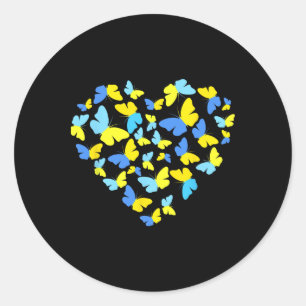Ukraine Flag Butterfly Heart Vintage Ukrainian Lov Classic Round Sticker