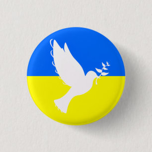Ukraine Flag Button Dove of Peace Freedom Support