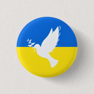 Ukraine Flag Button Dove of Peace Freedom Support