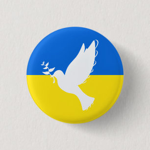 Ukraine Flag Button Peace Dove Freedom Support
