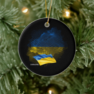 Ukraine flag ceramic ornament