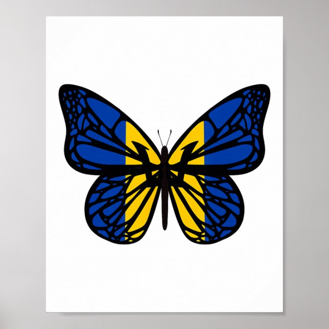 Ukraine Flag Color Butterfly - Tryzub Trident  Poster (Front)