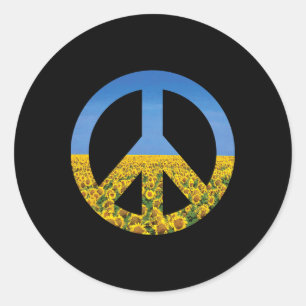Ukraine Flag Colors Blue Skies Sunflower Field Pea Classic Round Sticker